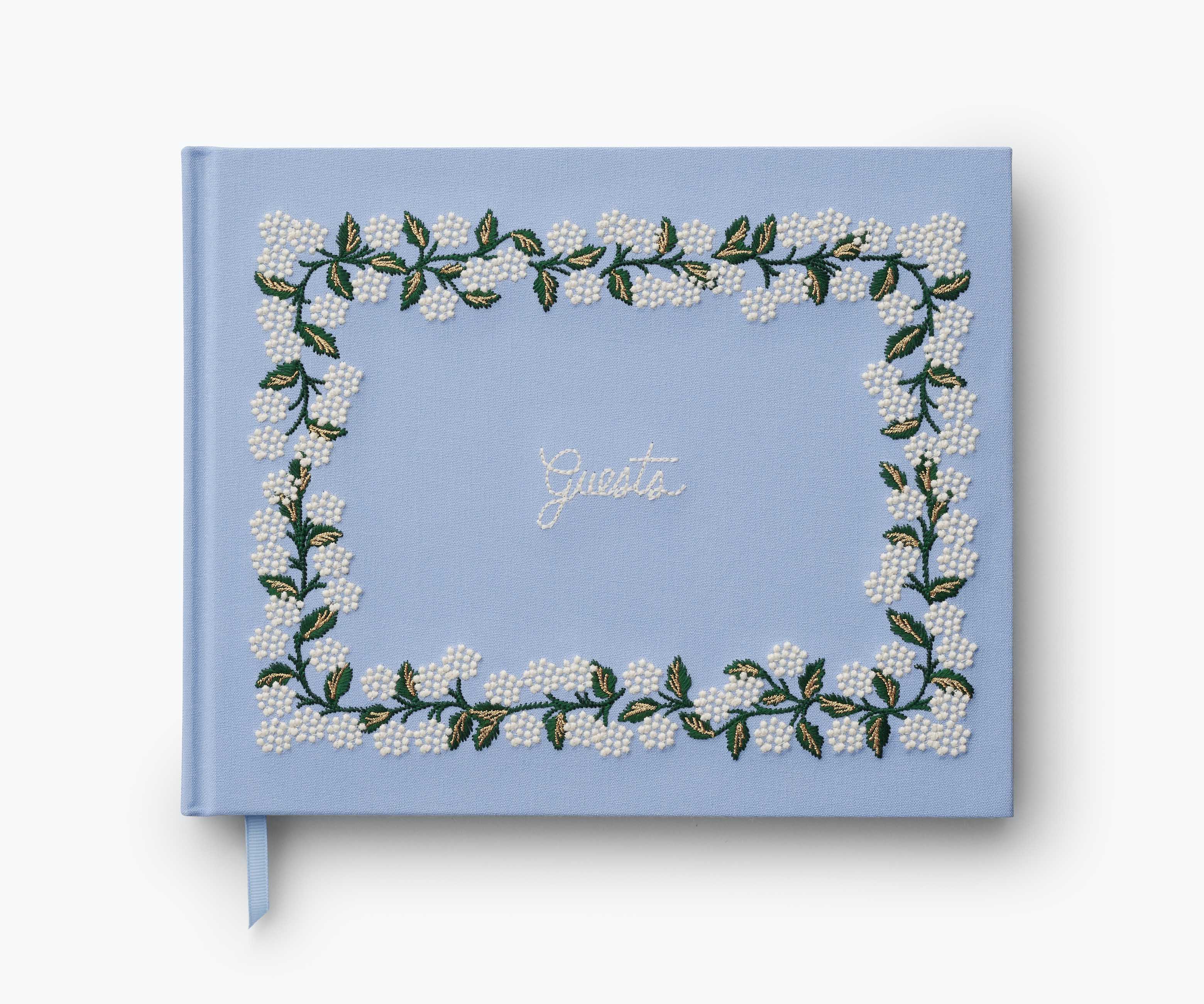 Embroidered Guest Book - Hydrangea