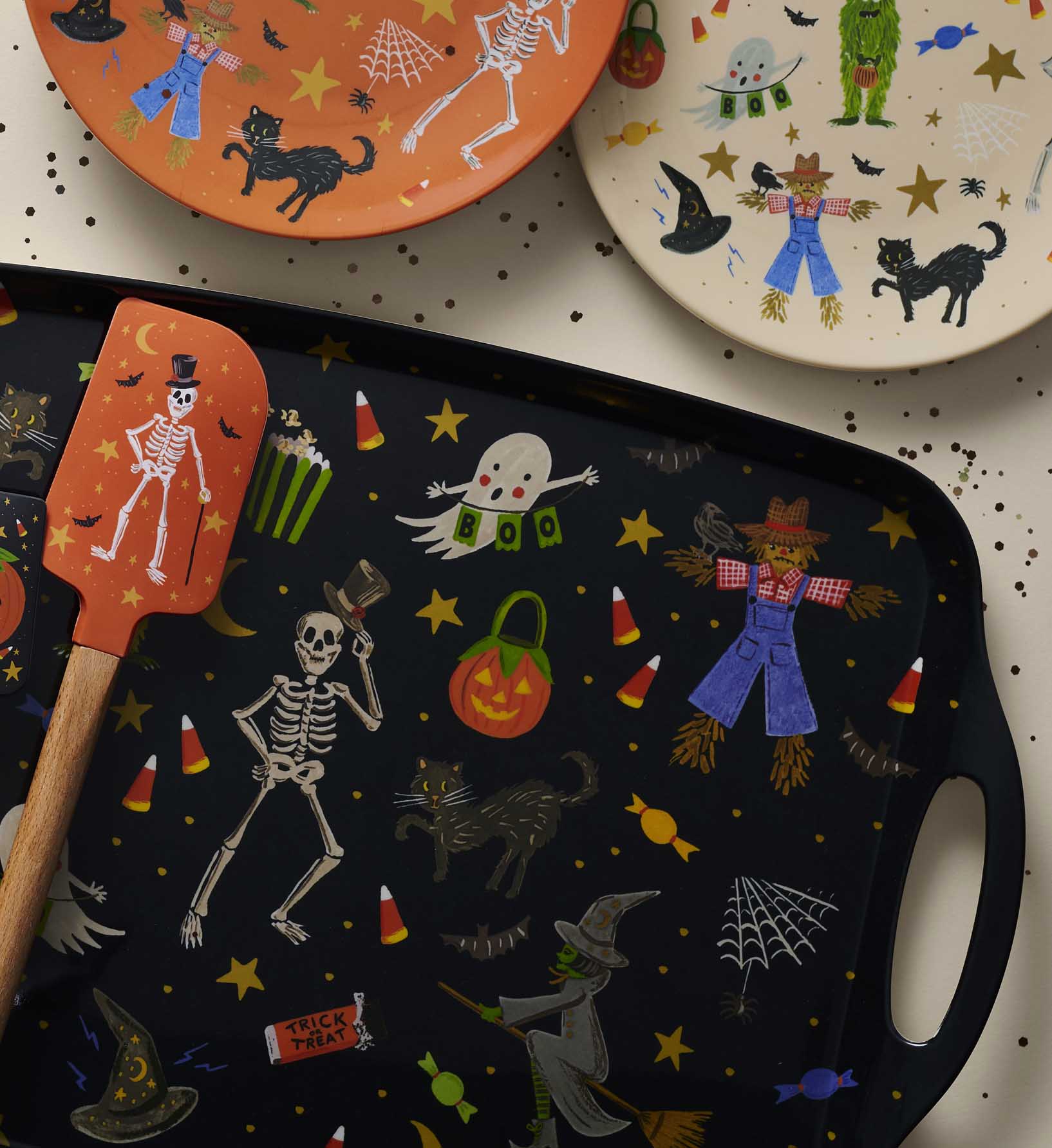 Melamine Serving Platter with Handles - Halloween Parade