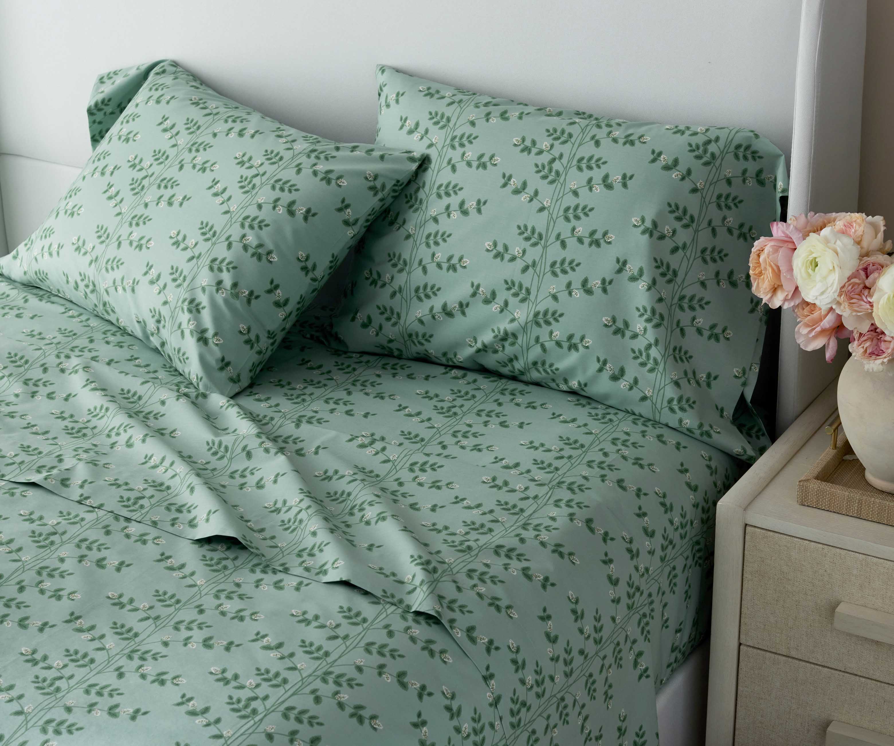 Percale Sheet Set - Climbing Vines Sage