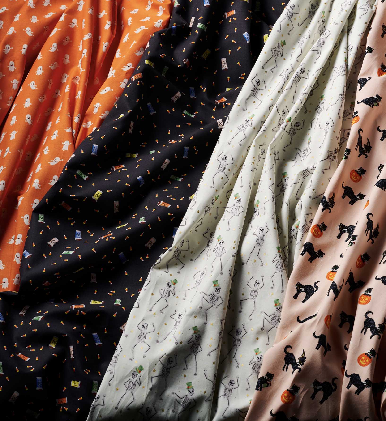 Skeletons Cotton Metallic Fabric - Cream