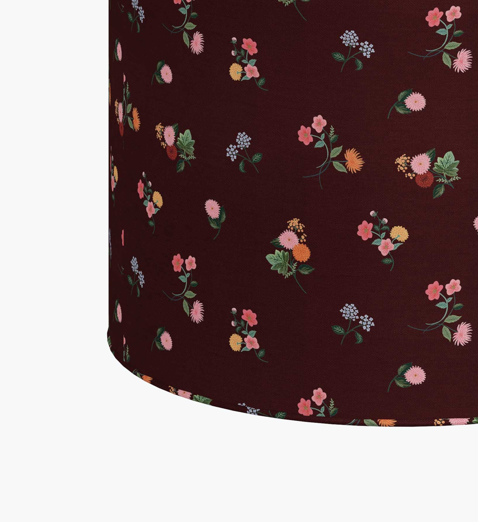Billie Ottoman - Ditsy Dahlia Burgundy