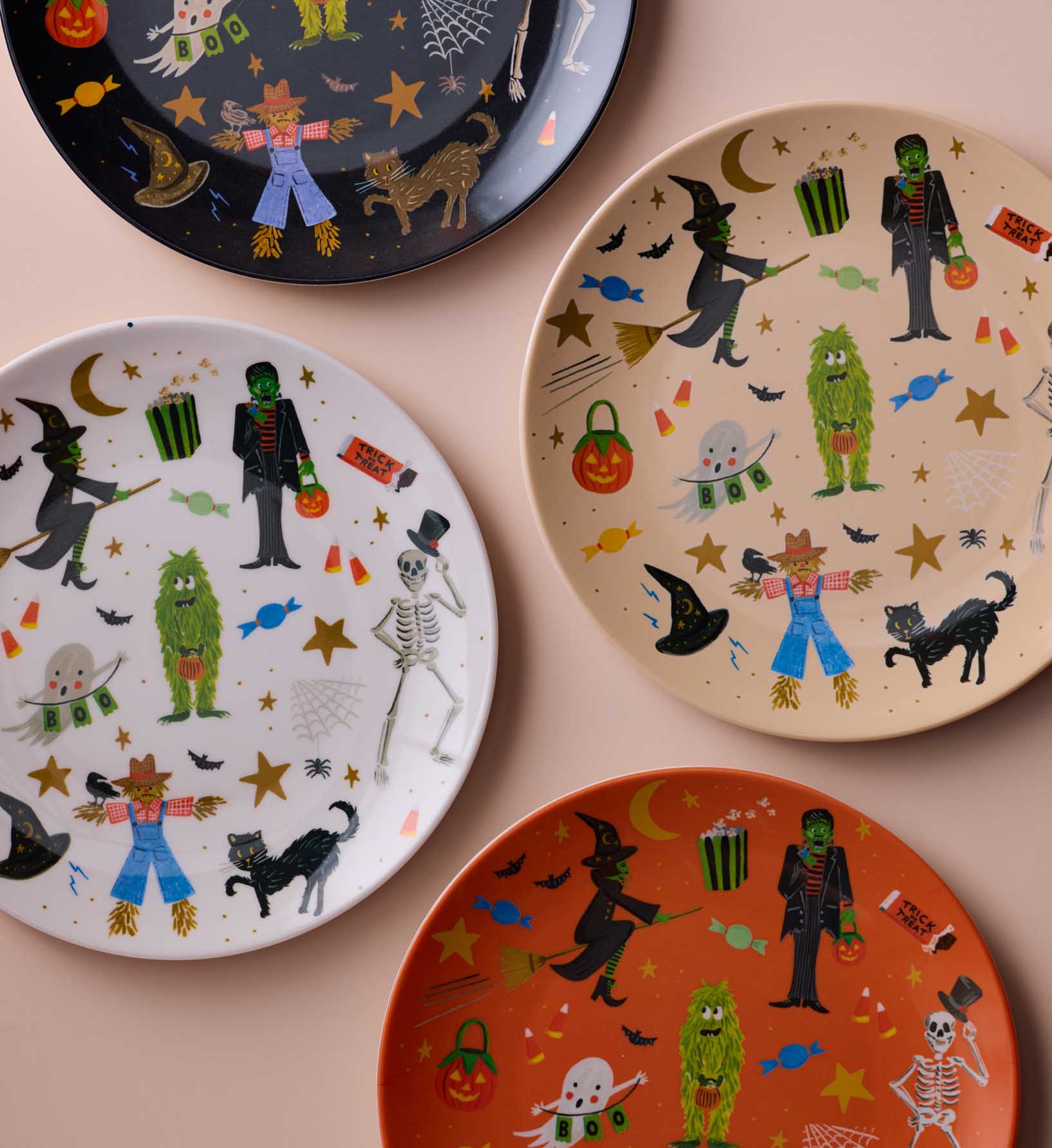 Melamine Assorted Dessert Plates - Halloween Parade