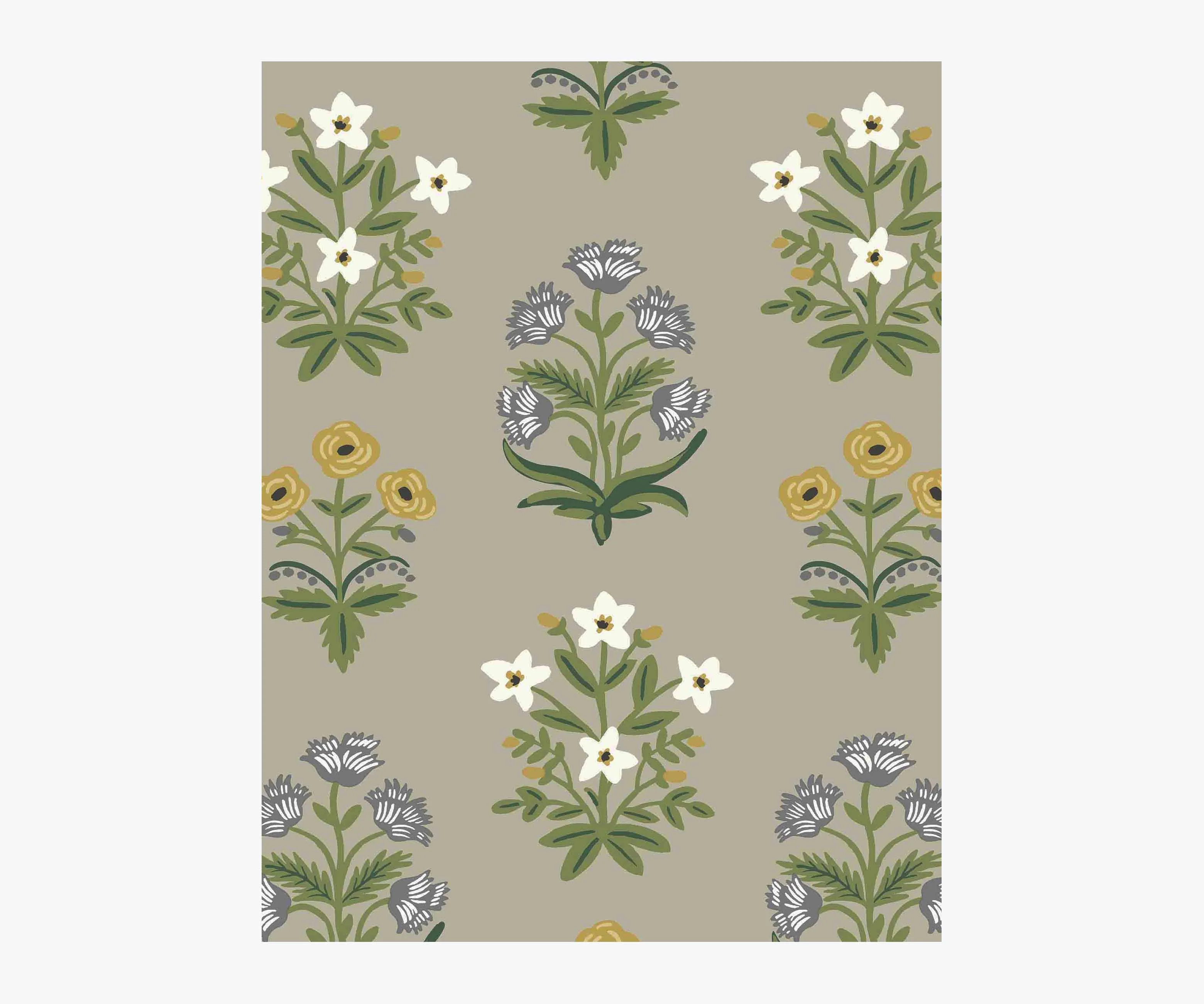 Mughal Rose Wallpaper Sample - Linen