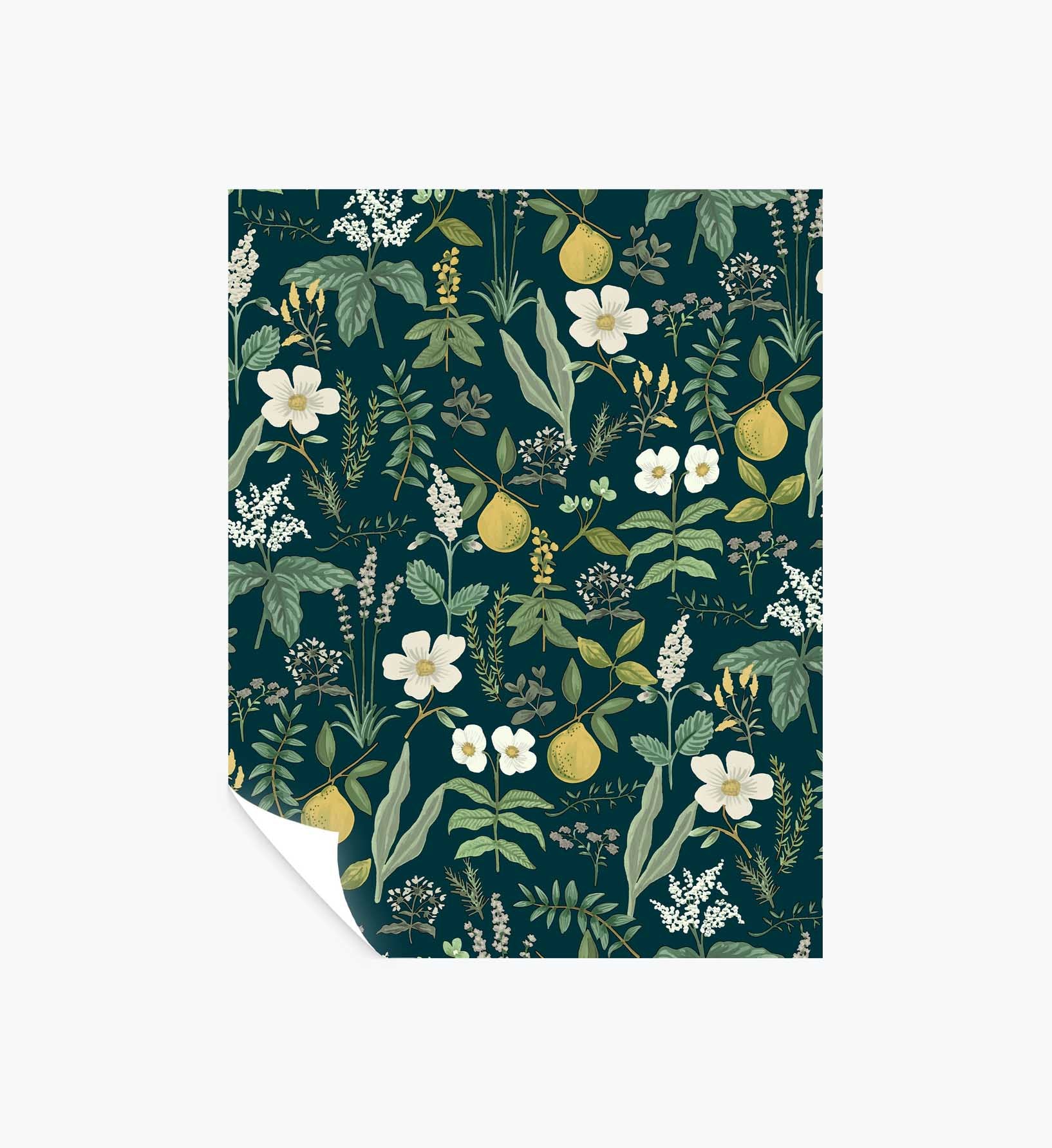 Herb Garden Peel & Stick Wallpaper Sample - Navy
