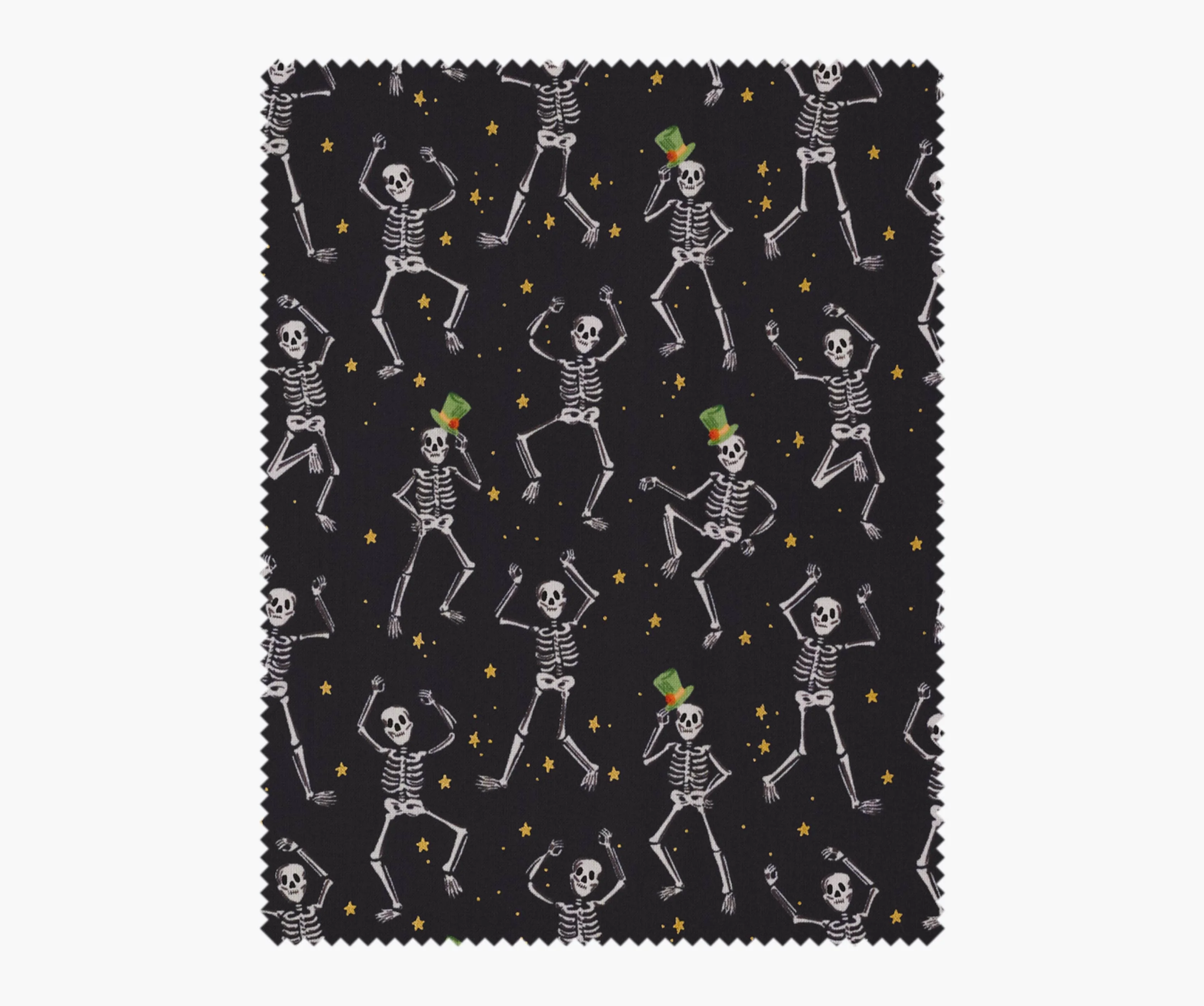 Skeletons Cotton Metallic Fabric - Black