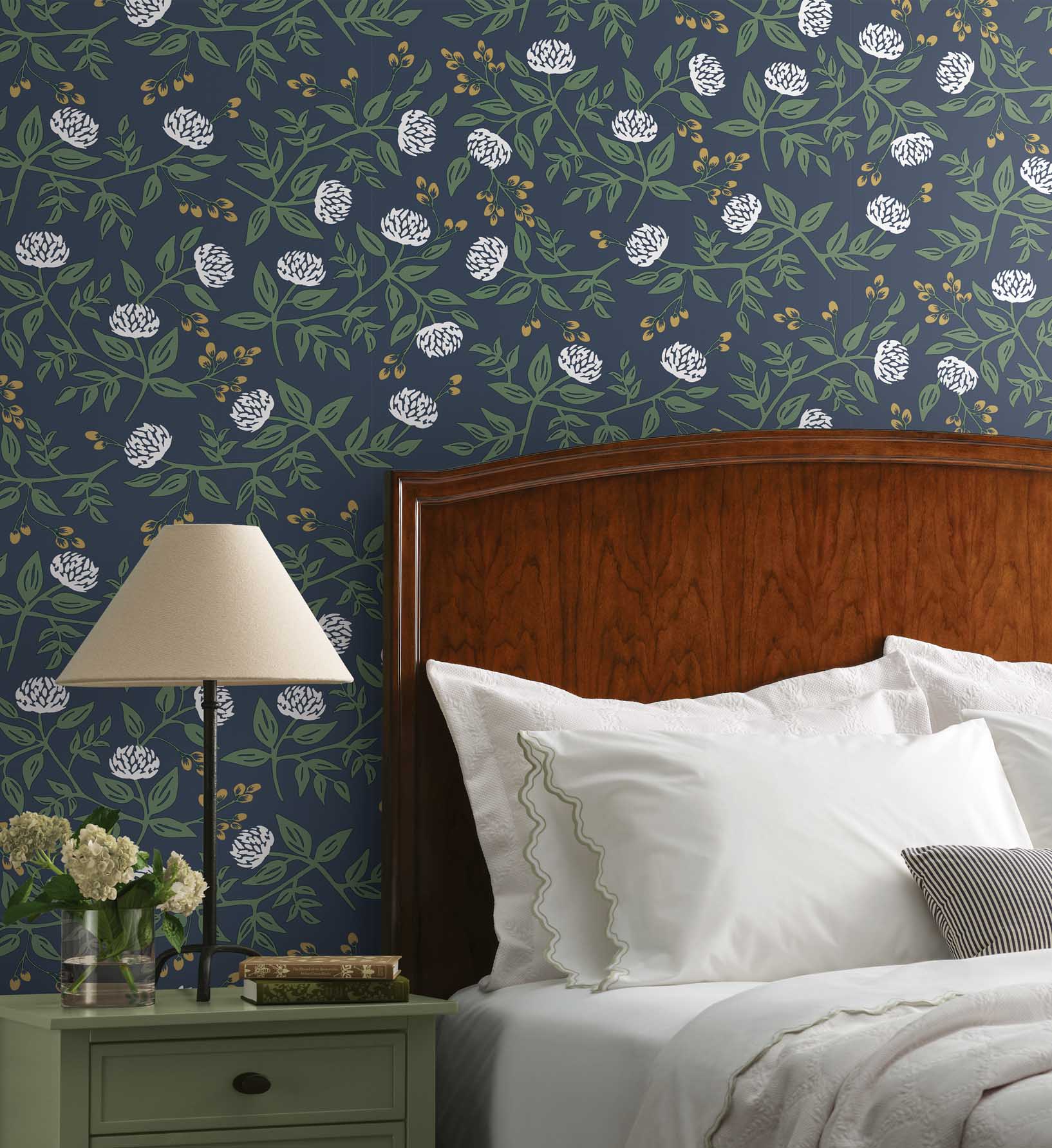Peonies Peel & Stick Wallpaper - Navy