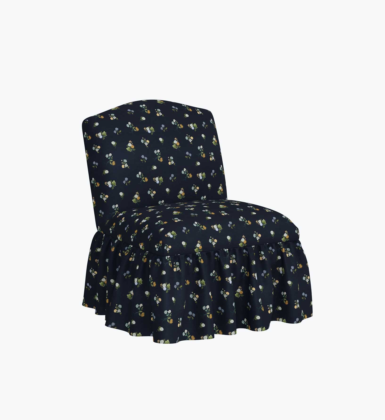 Edie Slipper Chair - Ditsy Dahlia Navy
