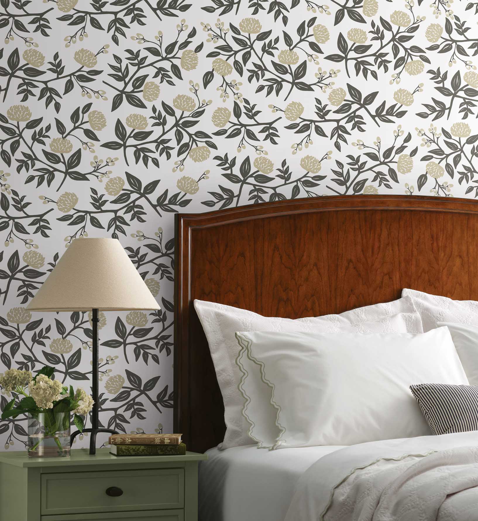 Peonies Peel & Stick Wallpaper Sample - White