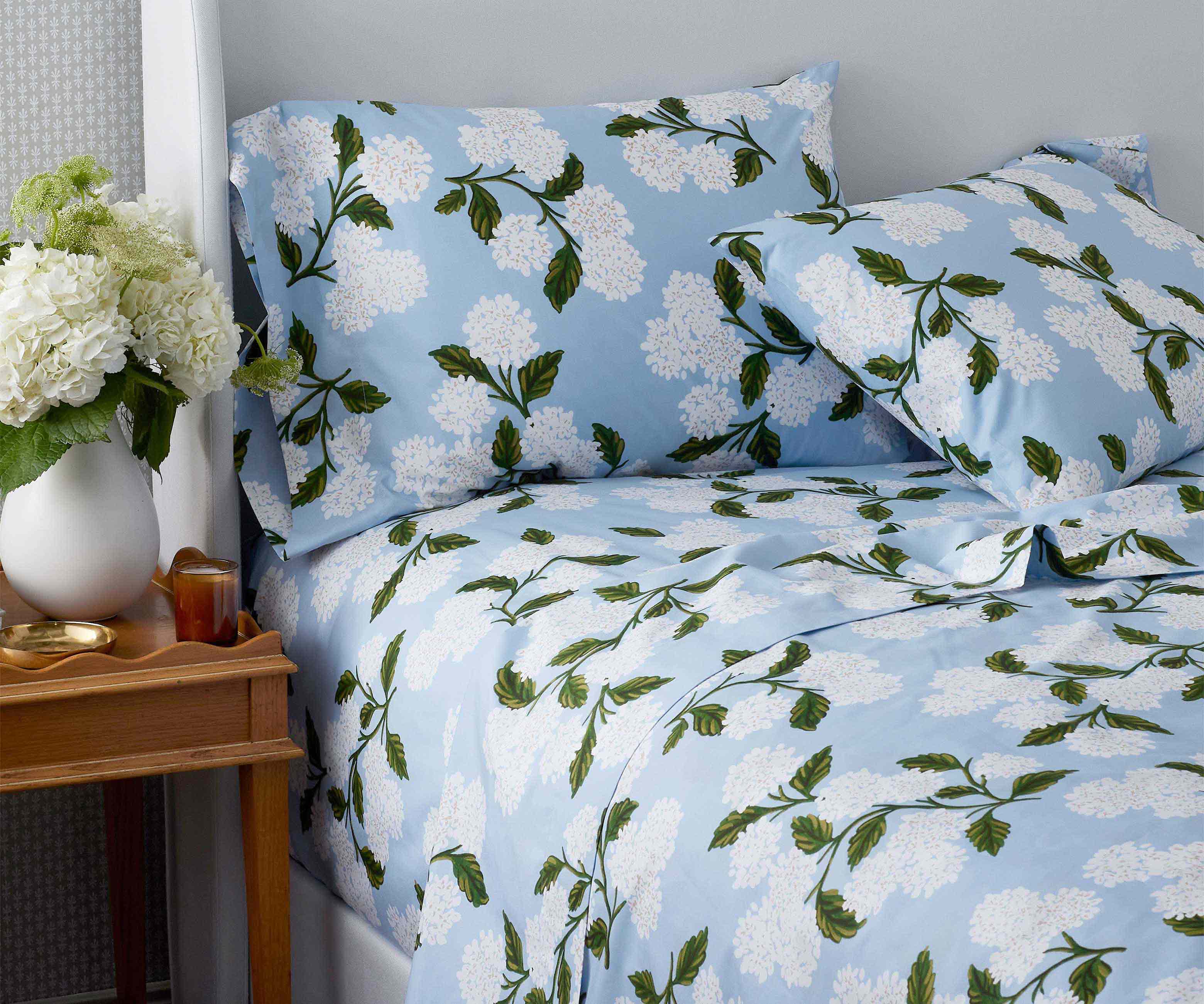 Percale Flat Sheet - Hydrangea