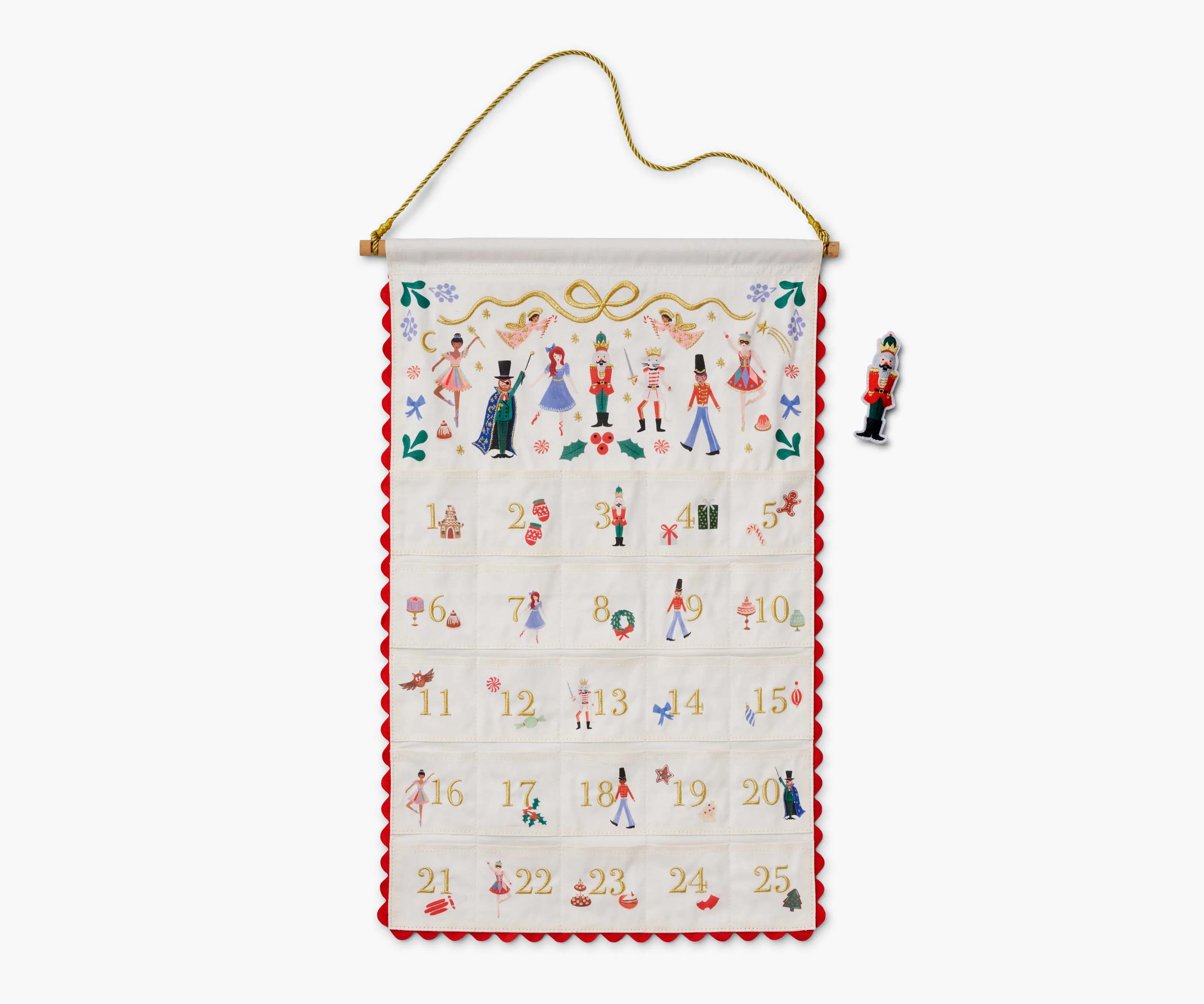 Embroidered Hanging Advent Calendar - Nutcracker